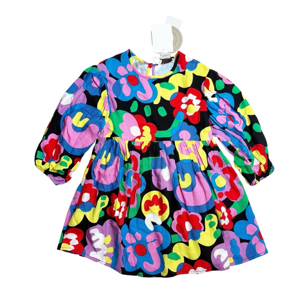 New! Stella McCartney woven colorful flower long sleeve dress